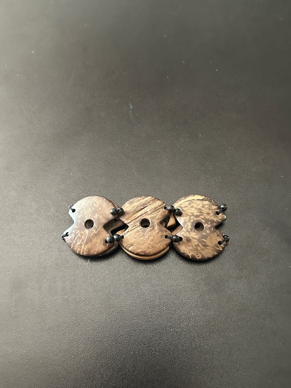 Natural Brown Wood Disc Bracelet - Picture 2 of 3